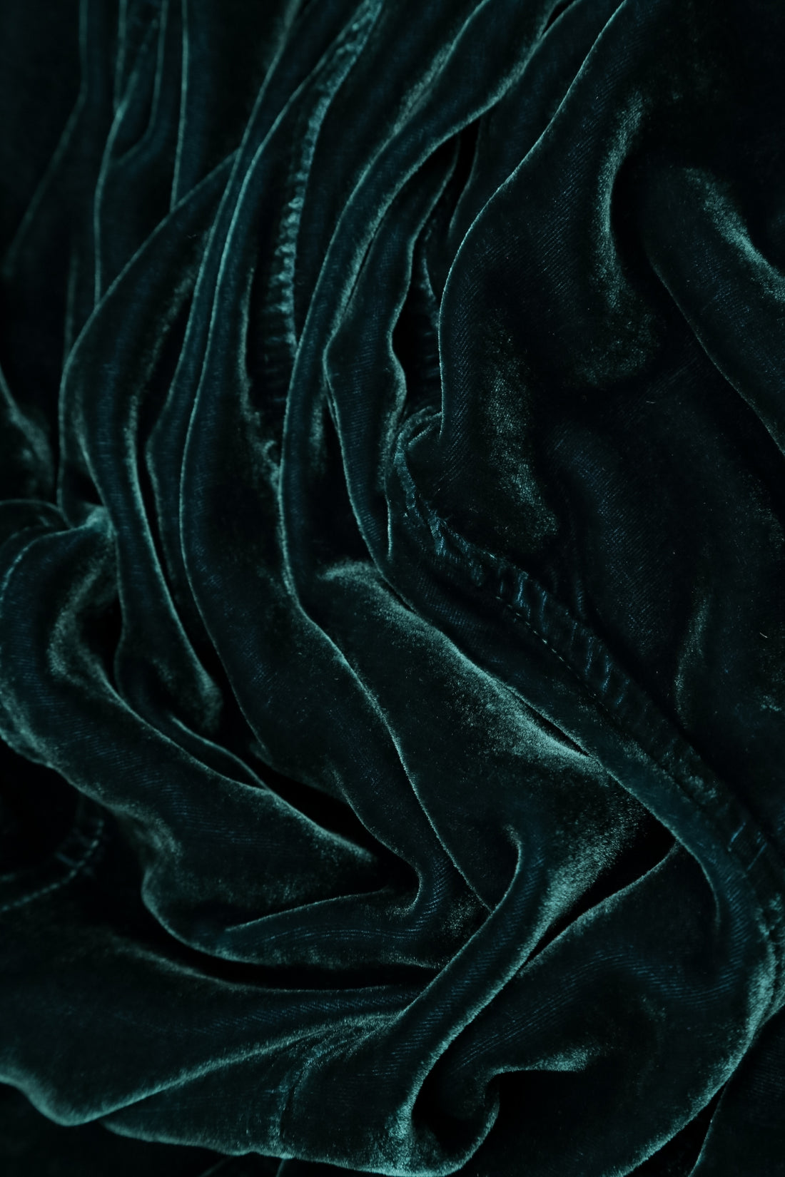 Elegant Deep Turquoise Silk Velvet Dress 6