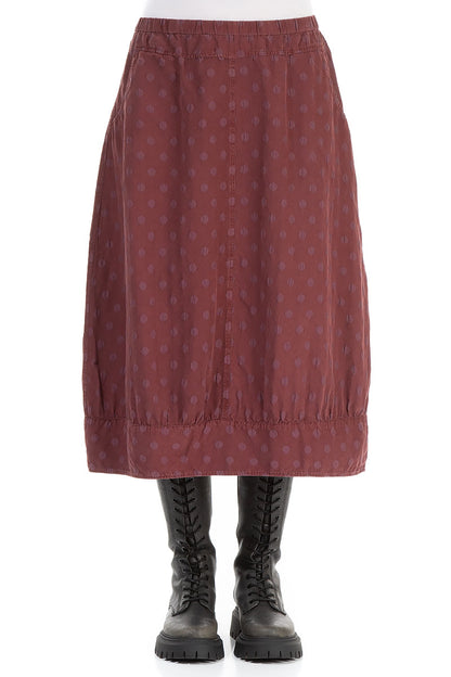 Taper Dotty Merlot Silk Skirt