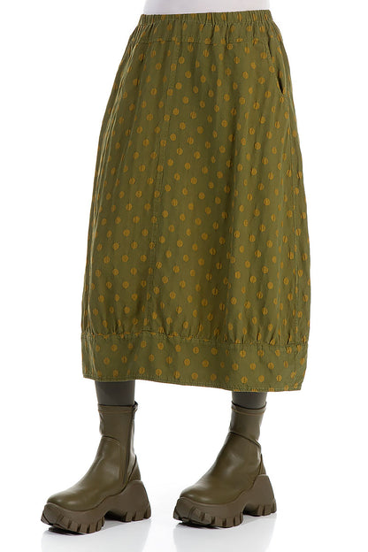 Taper Dotty Olive Silk Skirt