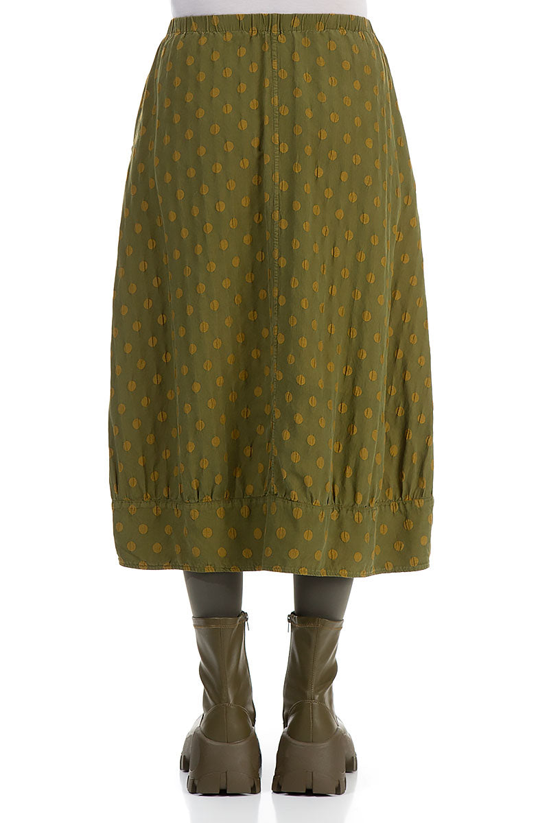 Taper Dotty Olive Silk Skirt