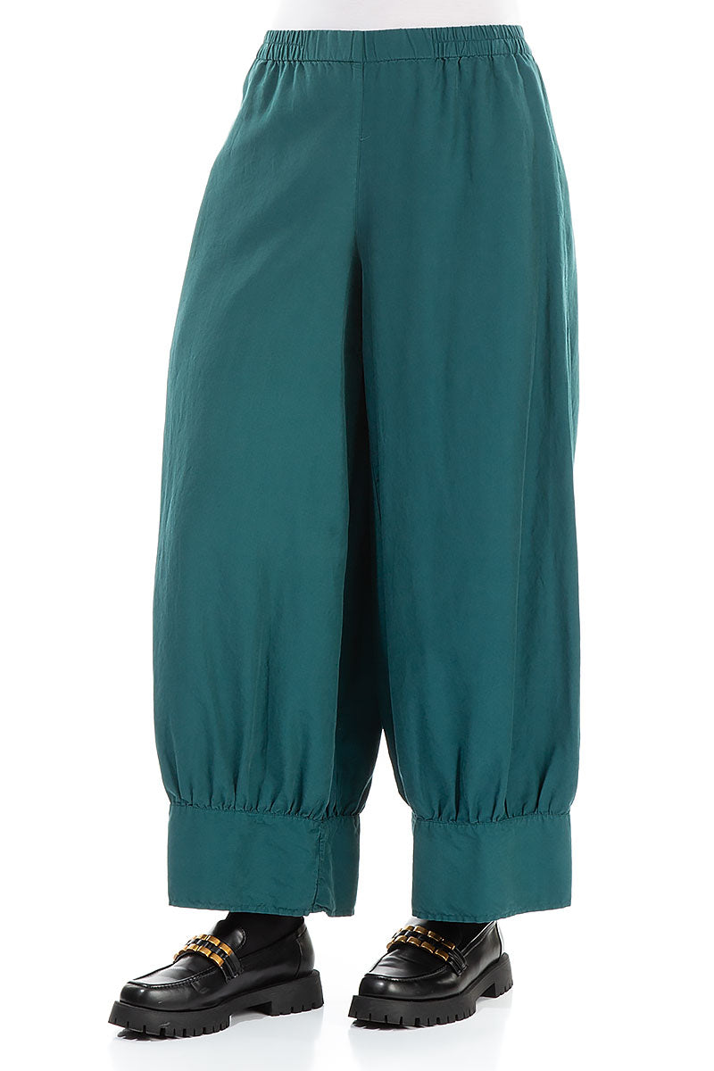 Taper Emerald Silk Cotton Trousers