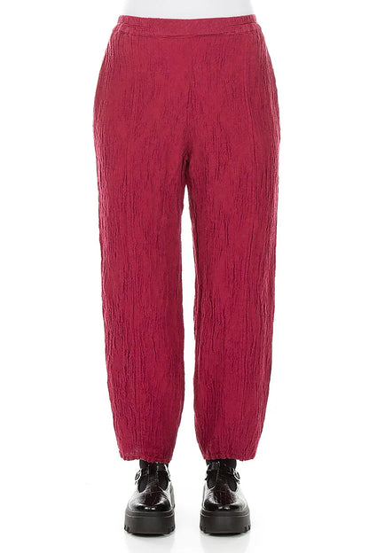 Taper Floral Ruby Silk Trousers 1