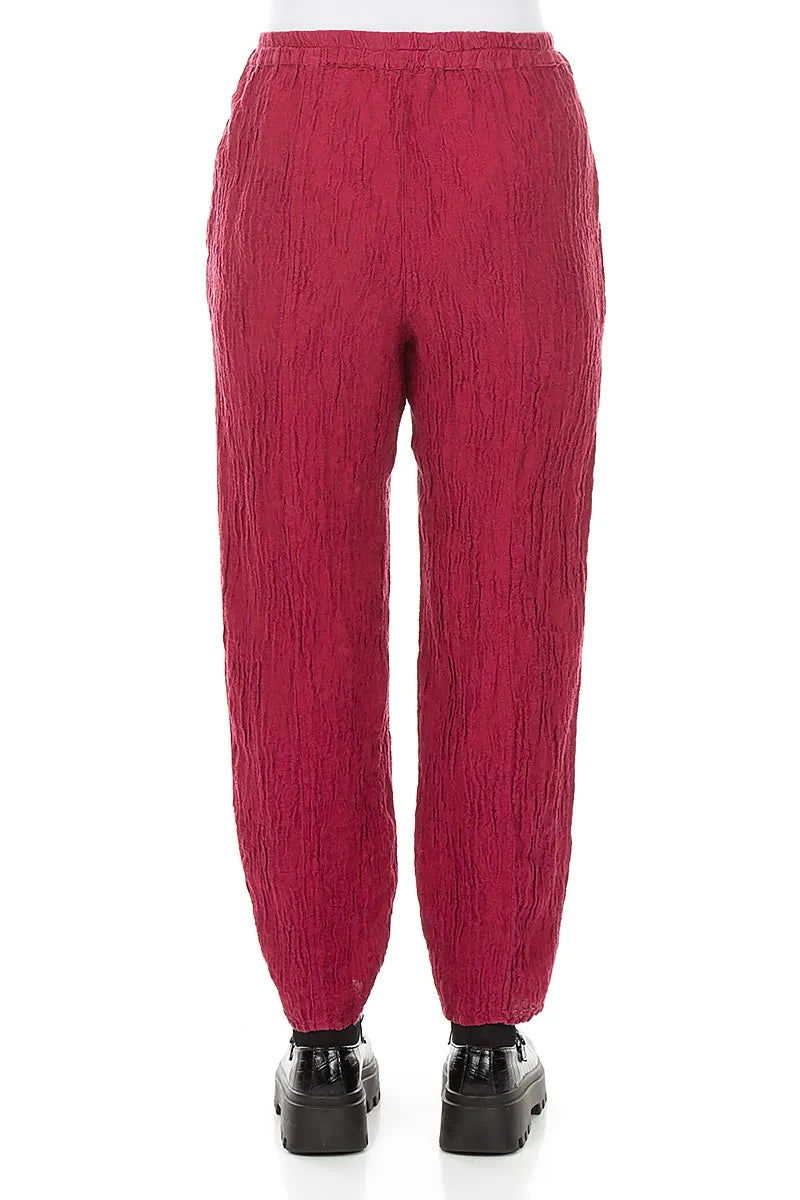 Taper Floral Ruby Silk Trousers 2