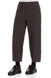 Taper Forest Brown Checkered Linen Cotton Trousers 3