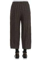 Taper Forest Brown Checkered Linen Cotton Trousers 2