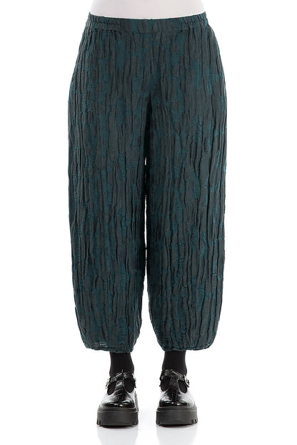Taper Forest Grey Circle Silk Linen Trousers 1