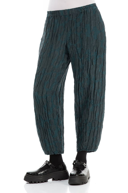Taper Forest Grey Circle Silk Linen Trousers 3