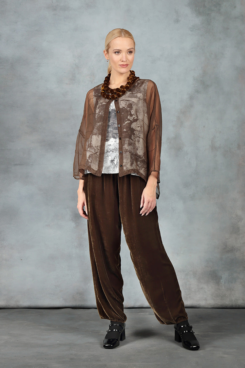 Taper Golden Sage Silk Velvet Trousers