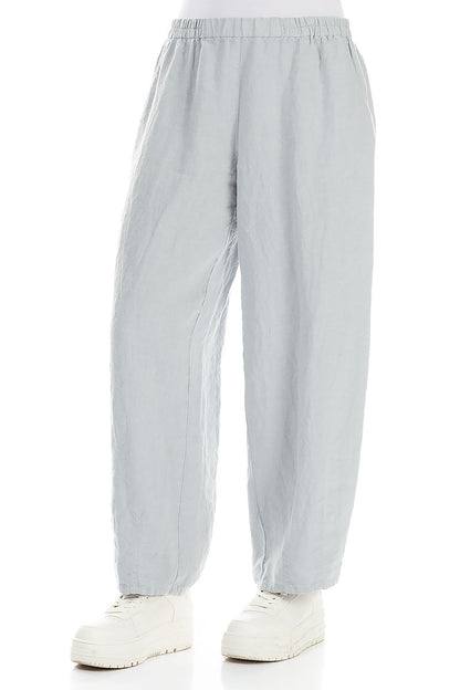 Taper Light Grey Linen Trousers 3