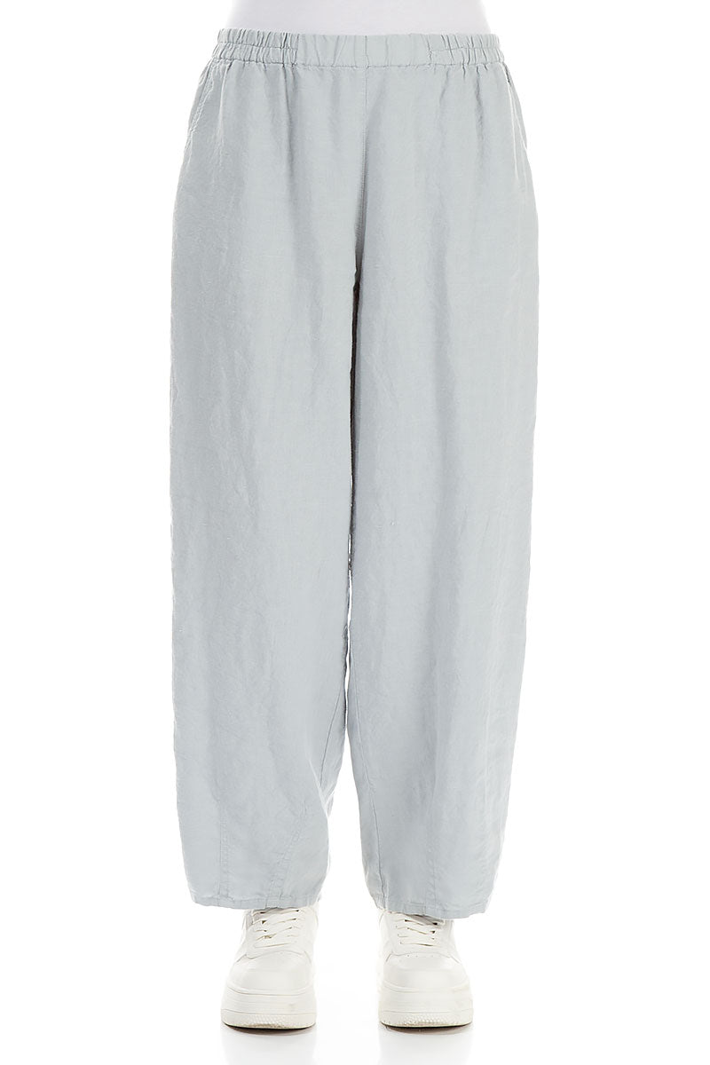 Taper Light Grey Linen Trousers 1