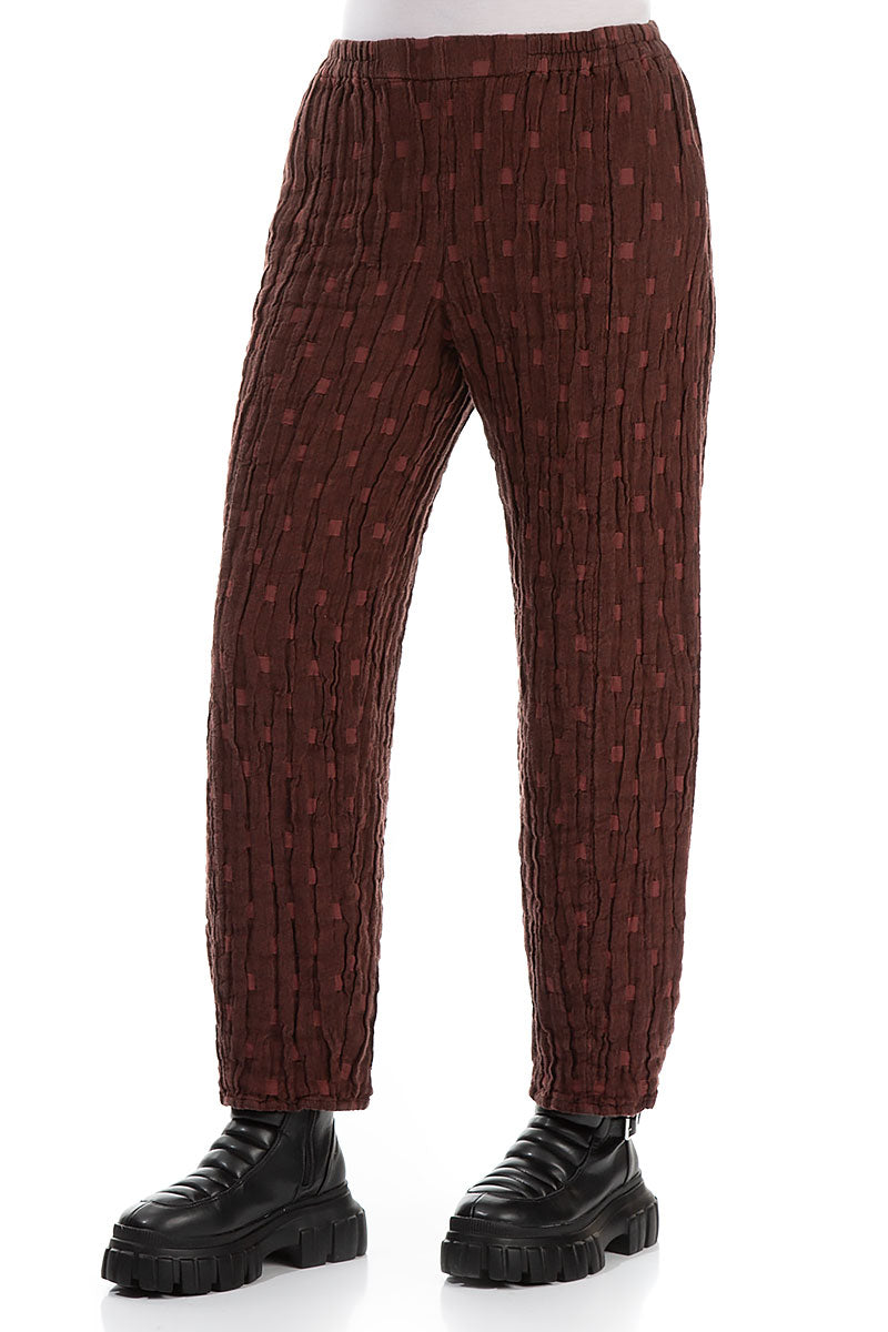 Taper Merlot Textured Linen Trousers