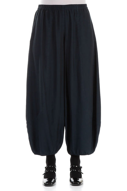 Taper Midnight Blue Silk Bamboo Trousers