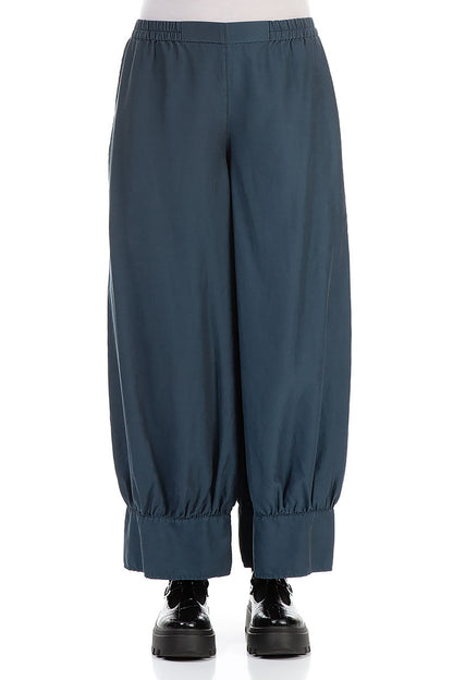 Taper Midnight Blue Silk Cotton Trousers