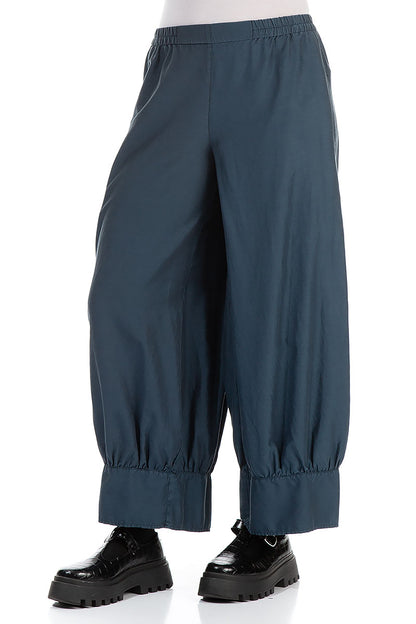 Taper Midnight Blue Silk Cotton Trousers