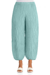 Taper Mint Crinkled Silk Linen Trousers 1
