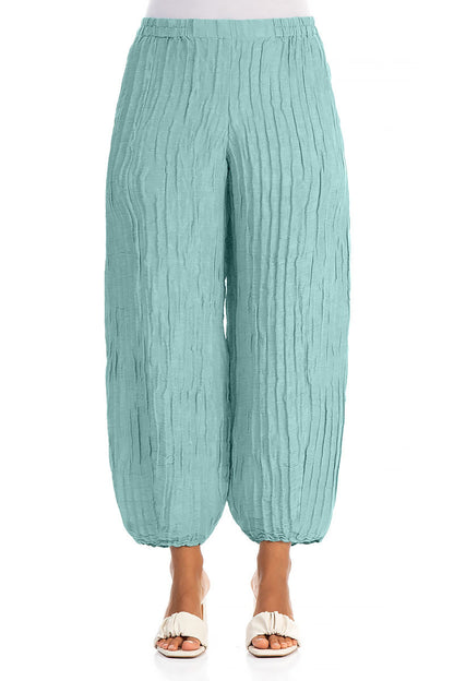 Taper Mint Crinkled Silk Linen Trousers 1