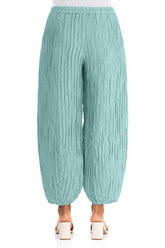 Taper Mint Crinkled Silk Linen Trousers 2