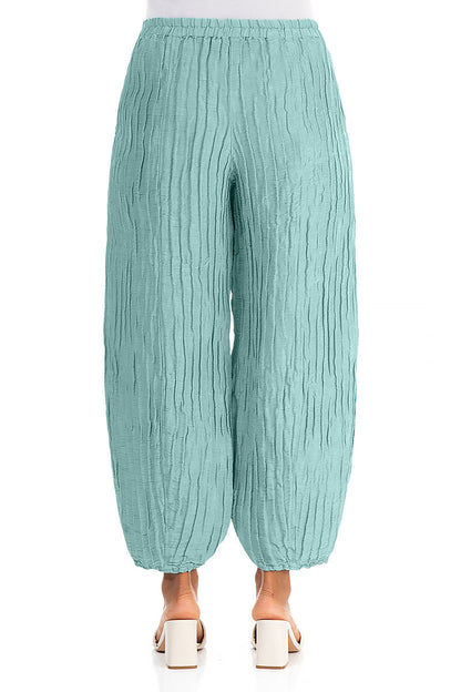 Taper Mint Crinkled Silk Linen Trousers 2