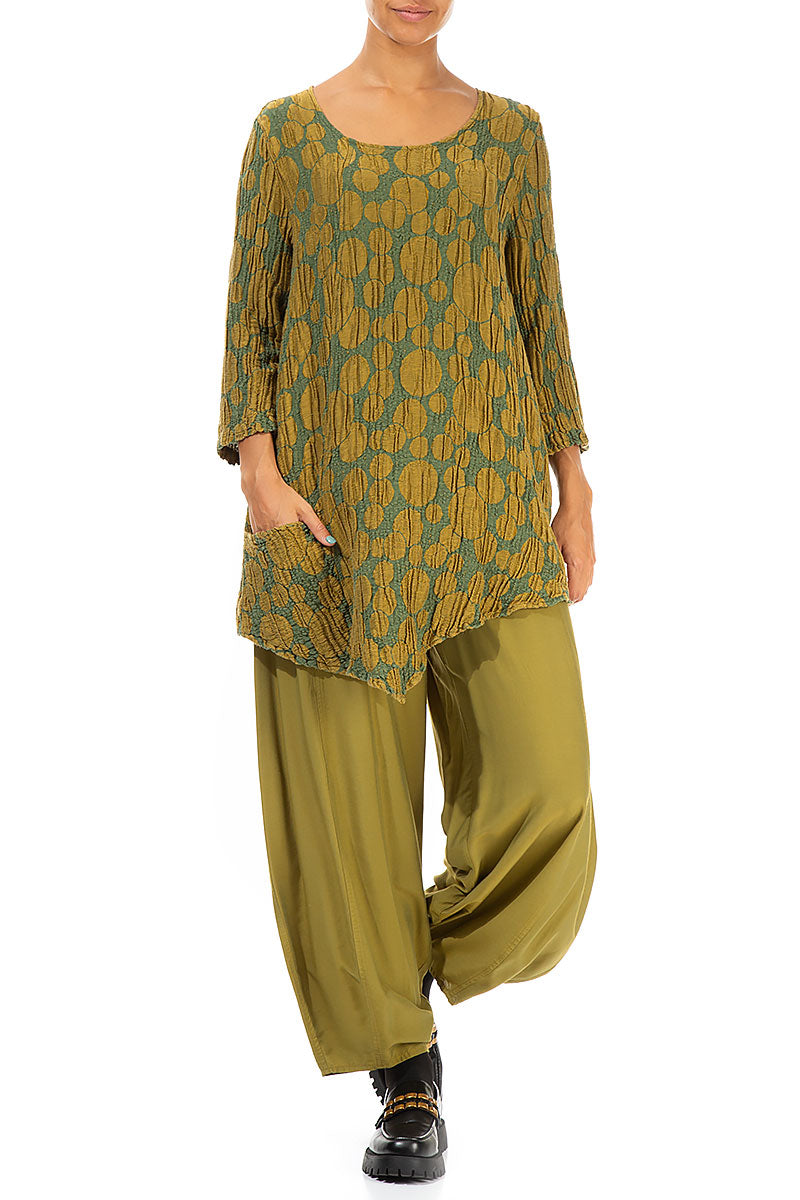 Taper Olive Silk Bamboo Trousers