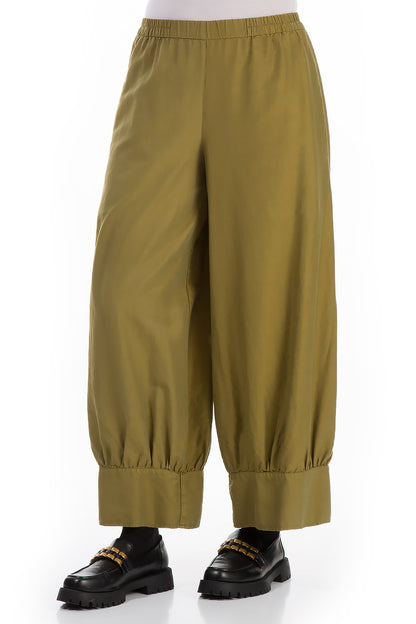 Taper Olive Silk Cotton Trousers