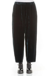 Taper Peacock Silk Velvet Trousers 1