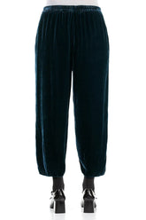 Cropped Taper Peacock Silk Velvet Trousers 2