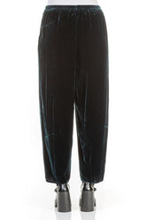 Taper Peacock Silk Velvet Trousers 2