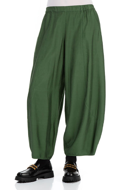 Taper Pine Green Silk Bamboo Trousers