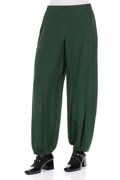 Taper Pine Green Silk Bamboo Trousers