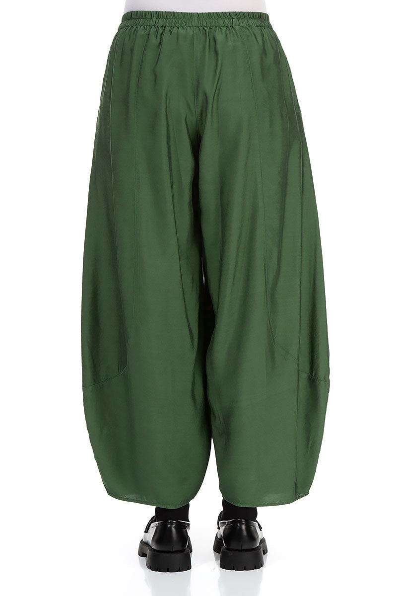 Taper Pine Green Silk Bamboo Trousers