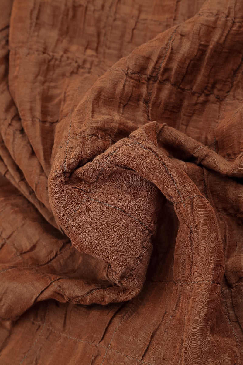 Taper Pleated Aged Copper Silk Linen Trousers 5