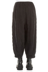 Taper Pleated Black Silk Linen Trousers 2