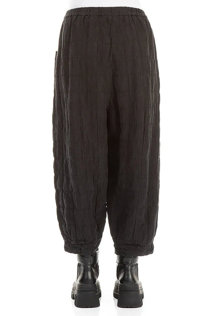 Taper Pleated Black Silk Linen Trousers 2