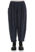 Taper Pleated Slate Blue Silk Linen Trousers 1