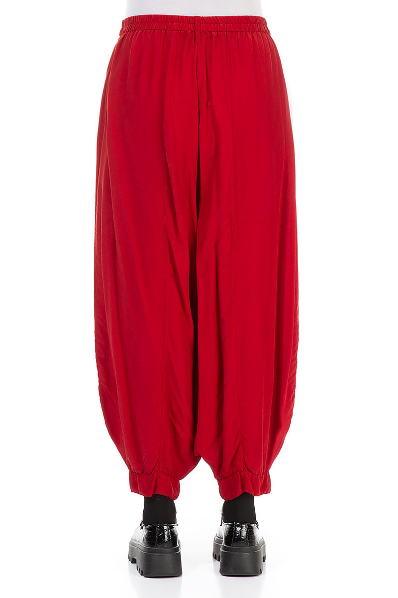 Taper Red Silk Bamboo Trousers