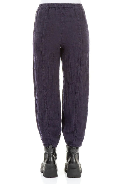 Taper Royal Purple Mélange Linen Trousers 2