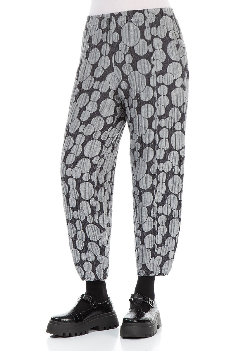 Taper Silver Circle Silk Linen Trousers 3