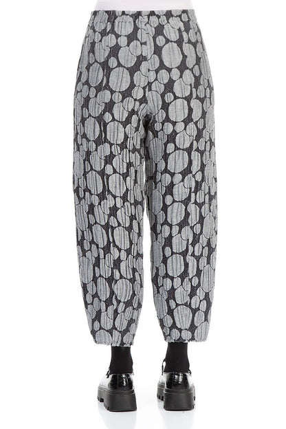 Taper Silver Circle Silk Linen Trousers