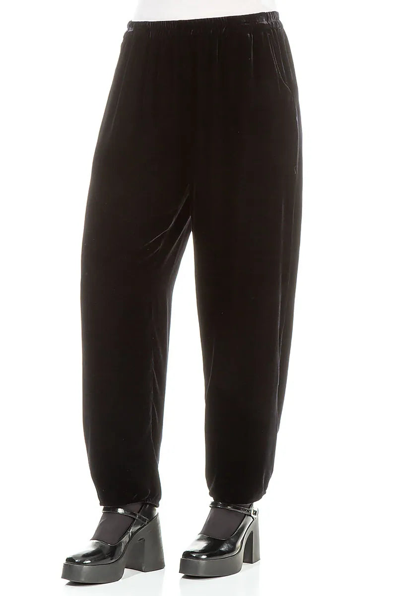 Taper Slate Blue Silk Velvet Trousers 3