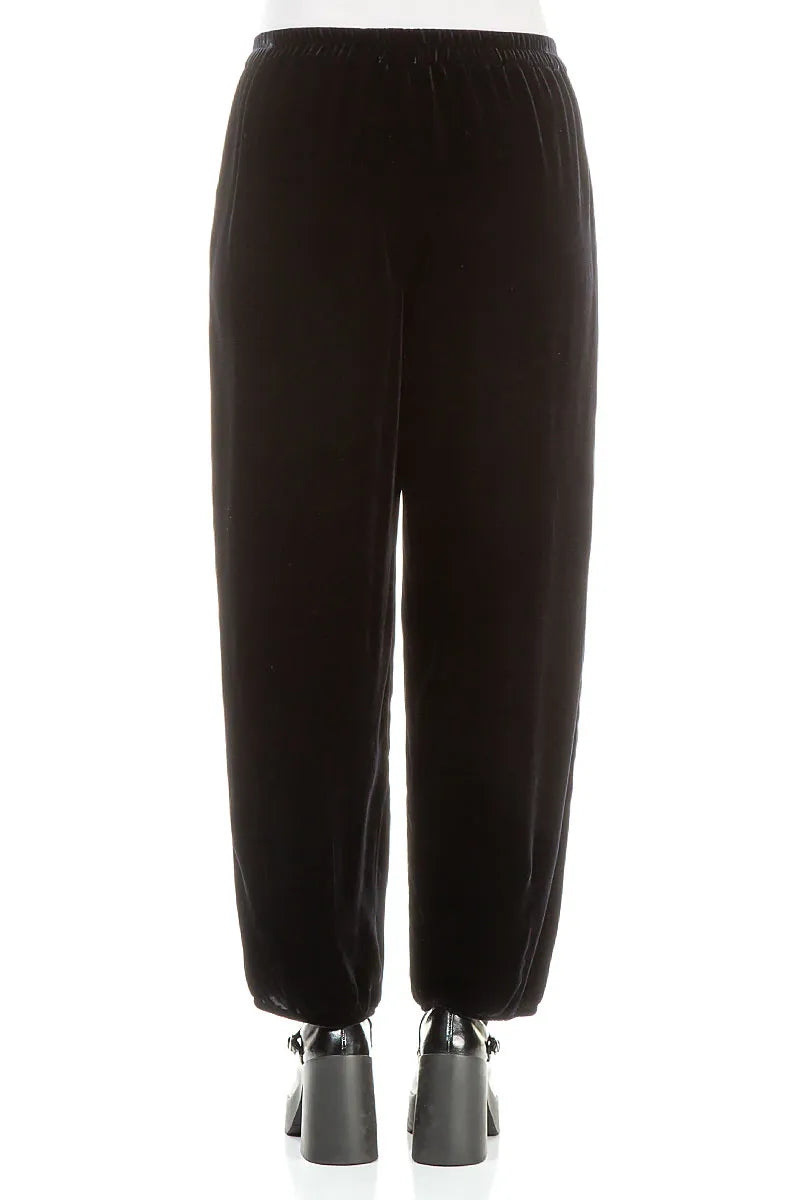 Taper Slate Blue Silk Velvet Trousers 2