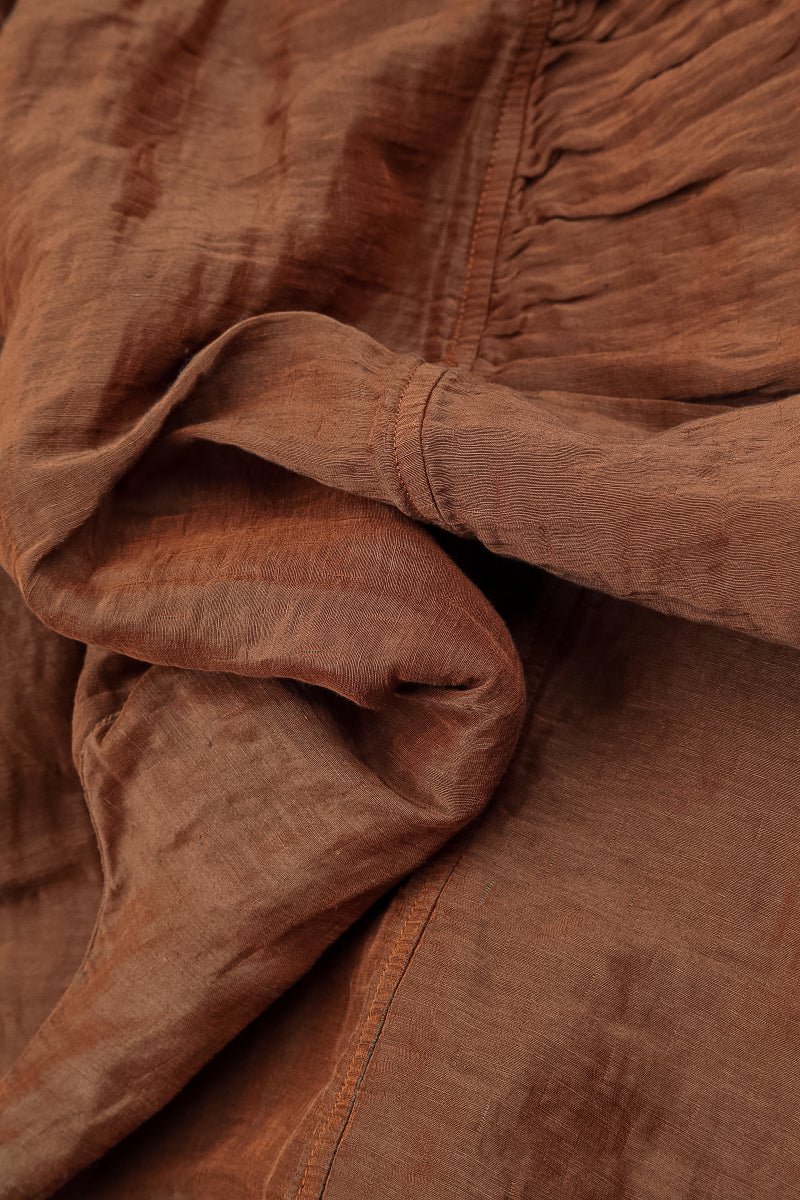 Taper Textured Aged Copper Silk Linen Trousers