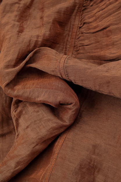 Taper Textured Aged Copper Silk Linen Trousers