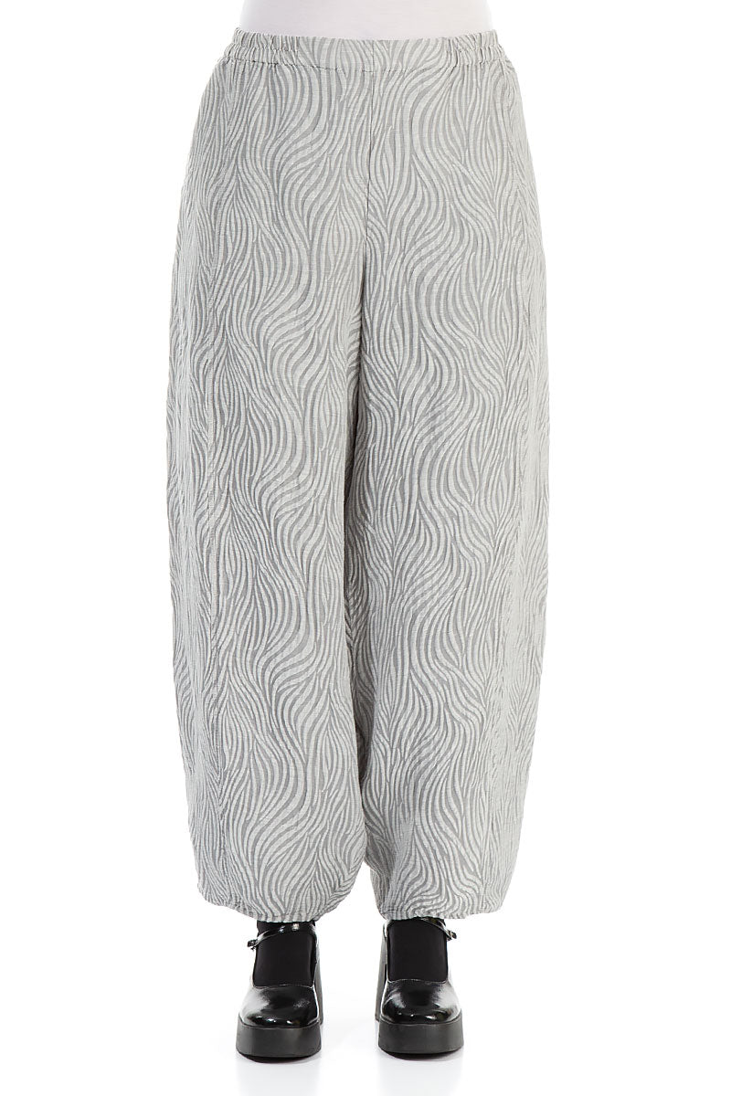 Taper Waves Silver Silk Trousers 1