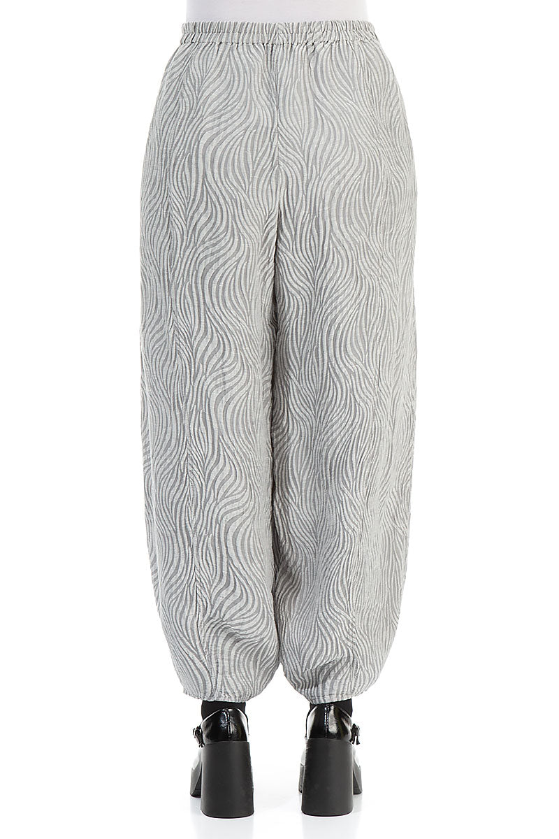 Taper Waves Silver Silk Trousers 2