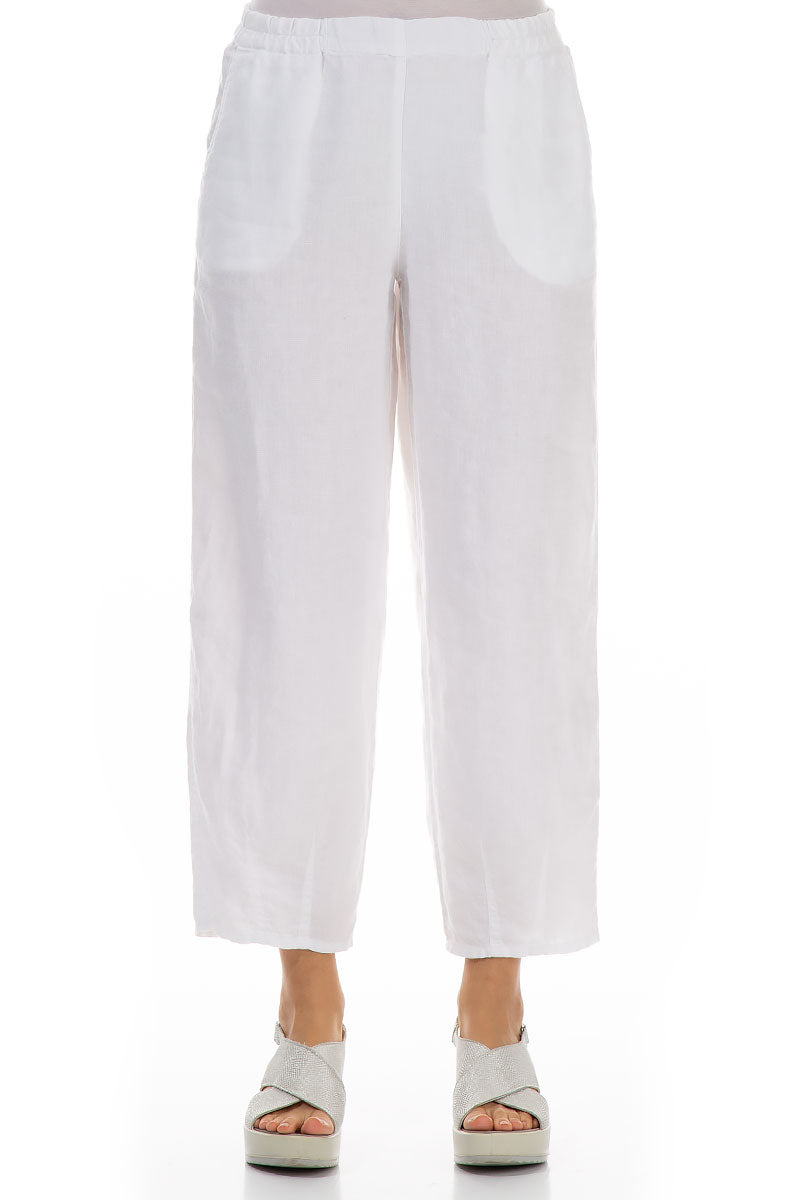 Taper White Linen Trousers