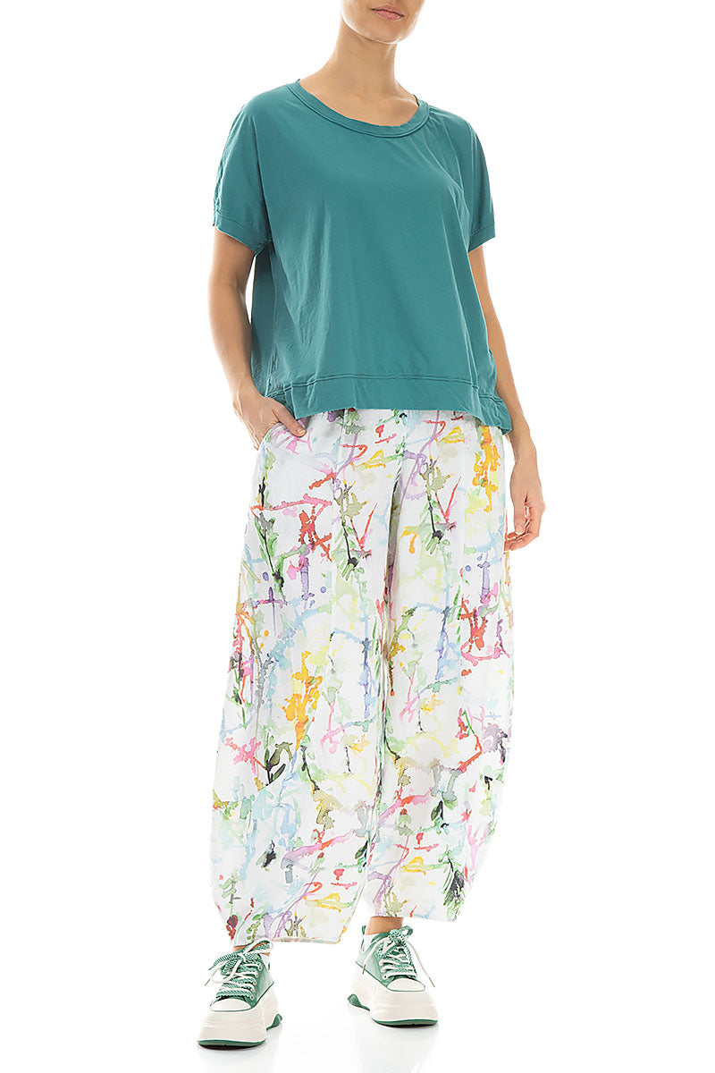 Taper Wide Colour Splash Linen Trousers – grizas.com
