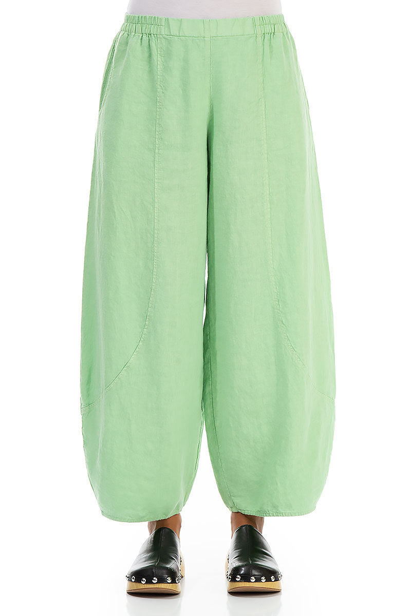 Taper Wide Green Sorbet Linen Trousers
