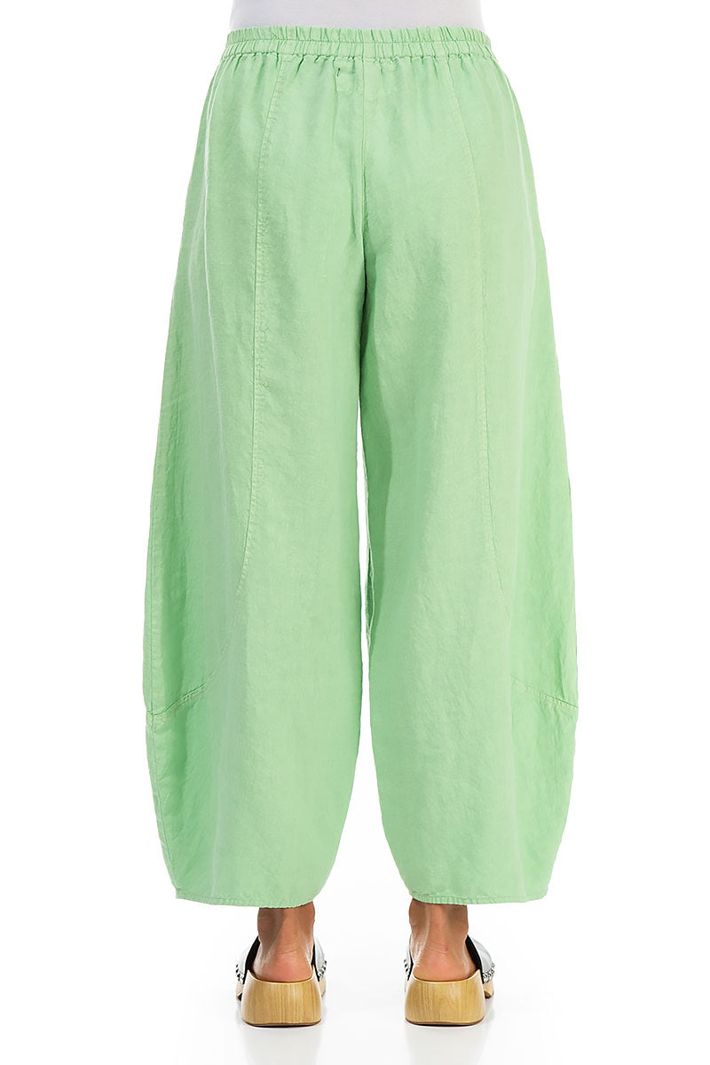 Taper Wide Green Sorbet Linen Trousers