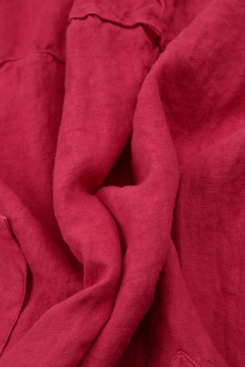 Taper Wide Raspberry Linen Trousers 5