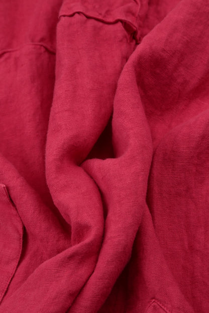 Taper Wide Raspberry Linen Trousers 5